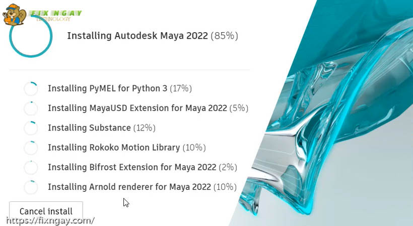 Đợi cài đặt MayA 2022