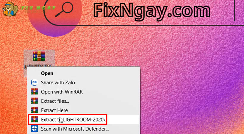 Giải nén file cài đặt sau khi tải Lightroom 2020