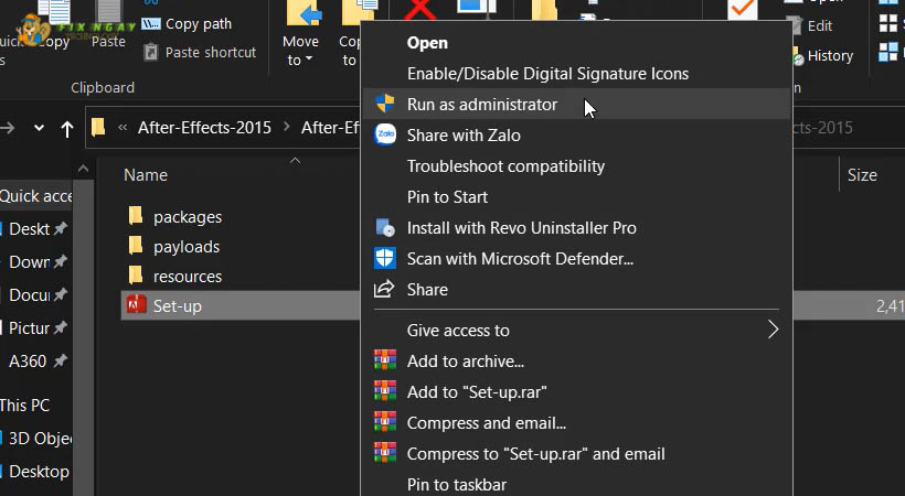 Chạy file Setup After Effects 2015