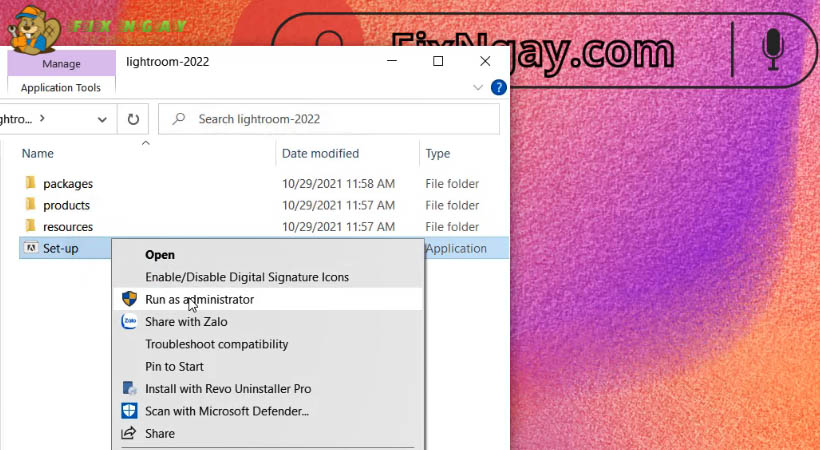 Chạy file Setup sau khi tải Lightroom 2022