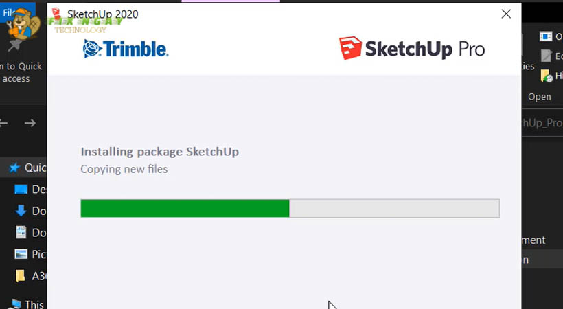 Đợi cài đặt Adobe Sketchup 2020