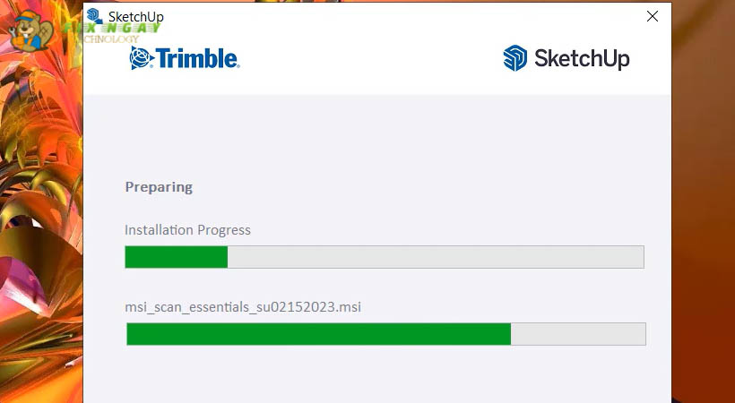 Đợi cài đặt Sketchup 2023