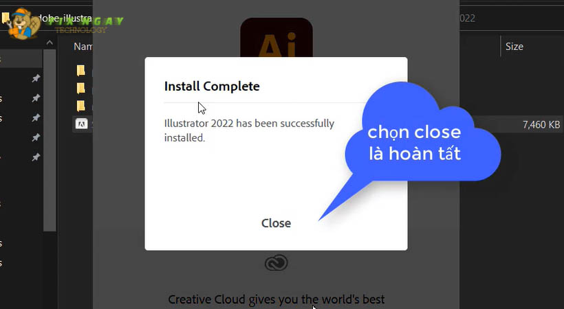 Chọn Close