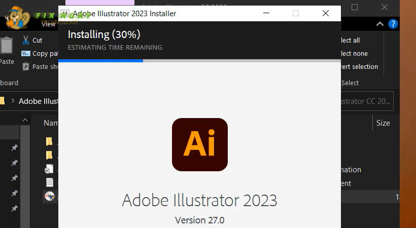 Đợi cài đặt Adobe Illustrator 2023