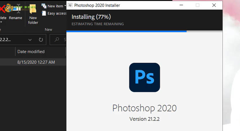 Đợi cài đặt photoshop 2020