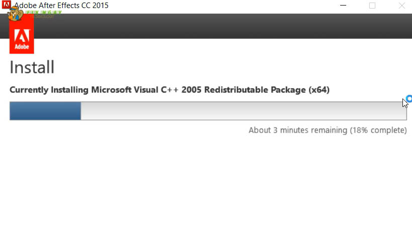 Đợi cài đặt After Effects 2015