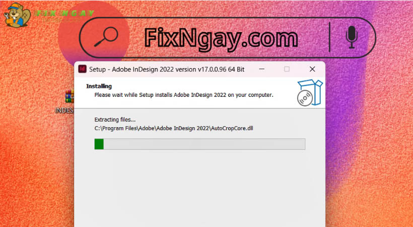 Đợi cài đặt Indesign 2022