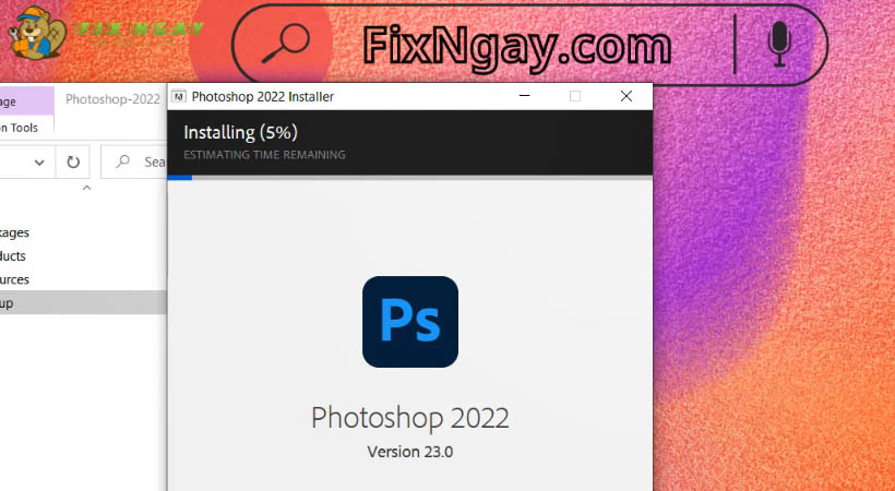 Đợi cài đặt Photoshop 2022