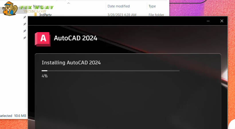 Đợi cài đặt AutoCad 2024