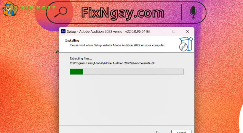 Đợi cài đặt Adobe Audition 2022.