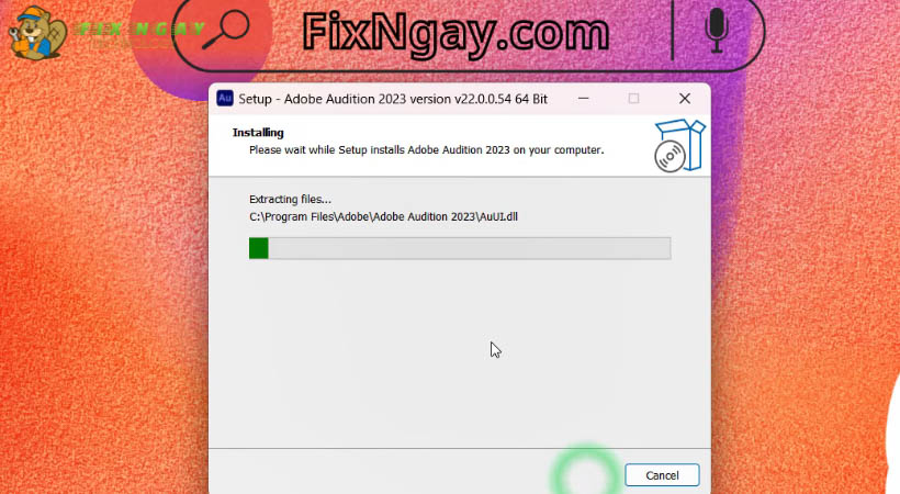 Đợi cài đặt Adobe Audition 2023.