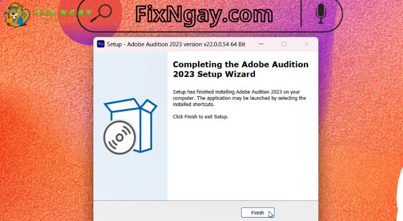Chọn Finish để hoàn tất cài Adobe Audition 2023