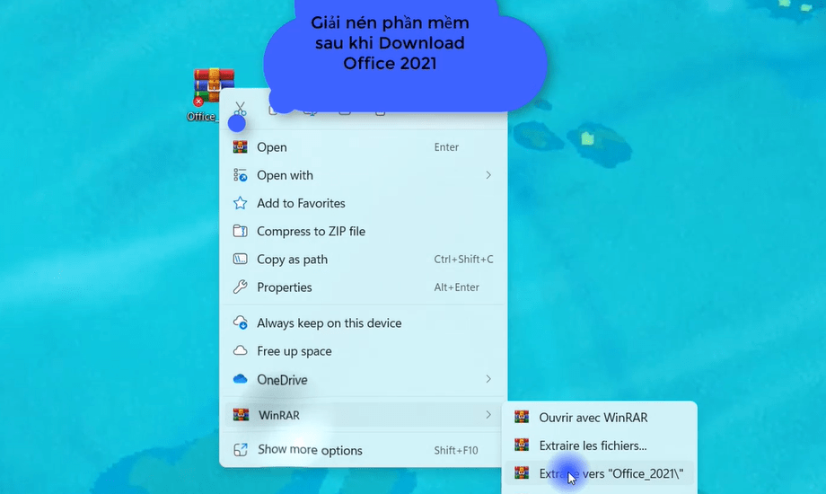 Giải nén phần mềm sau khi Download Office 2021