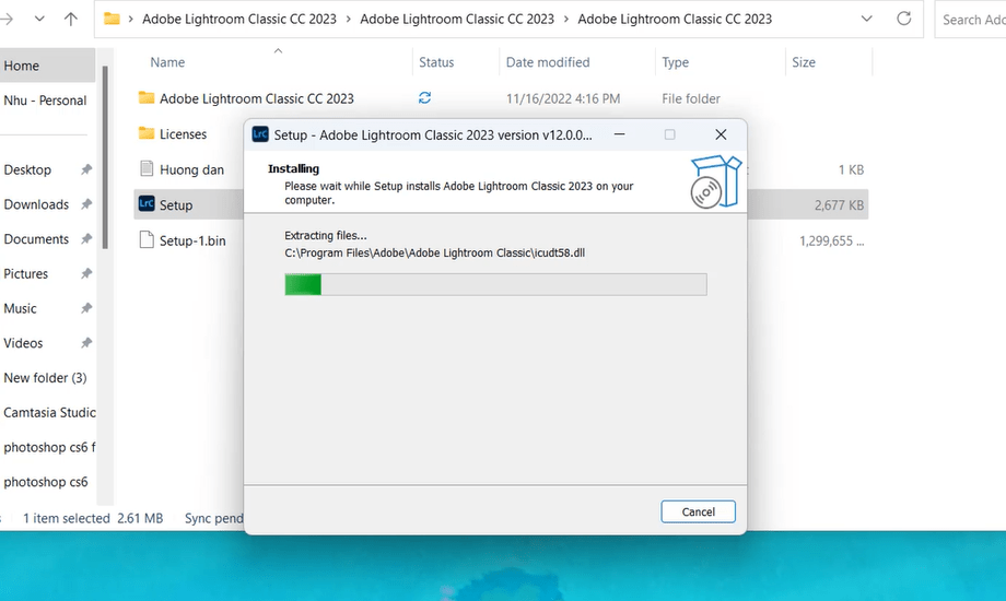 Chờ phần mềm Download lightroom 2023 được cài đặt thành công