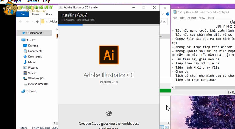 Đã xong chờ Phần mềm Adobe Illustrator 2019 tải vào máy.