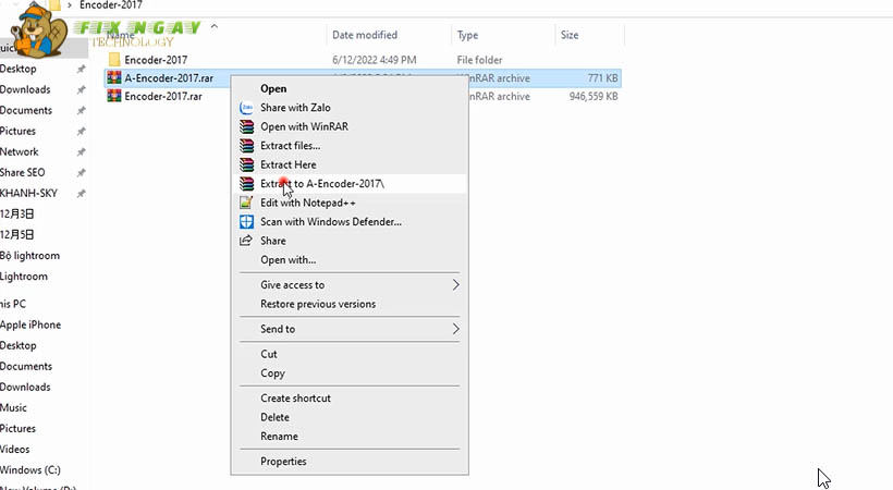 Giải nén phần mềm Encoder 2017.