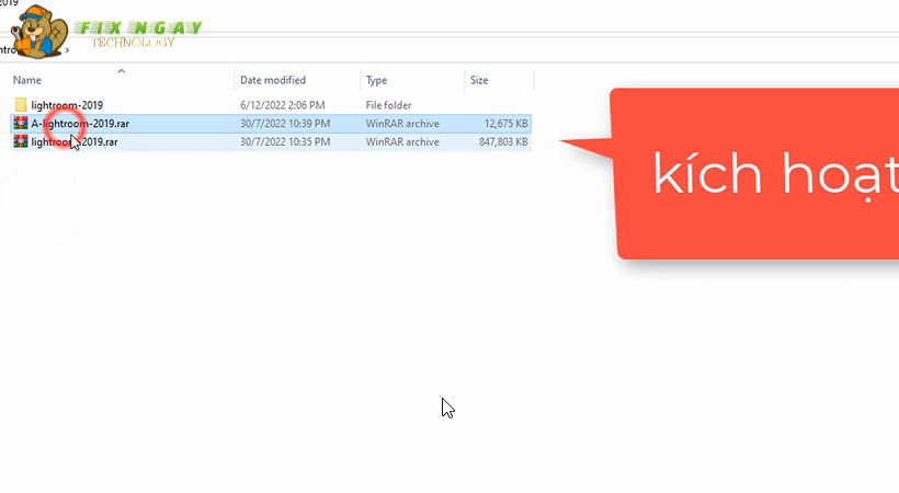 Chọn file A-lightroom-2019.rar.