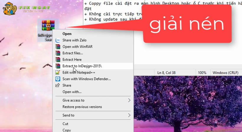 Giải nén file để tải Indesign 2015