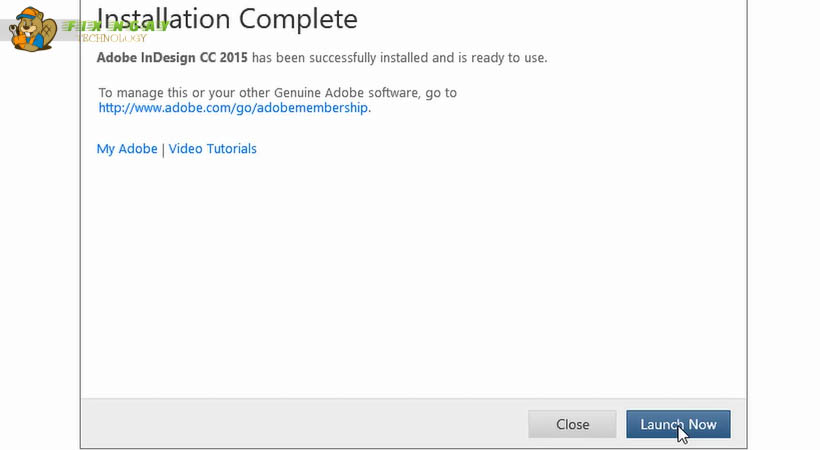 chọn launch now để tiếp tục tải indesign 2015