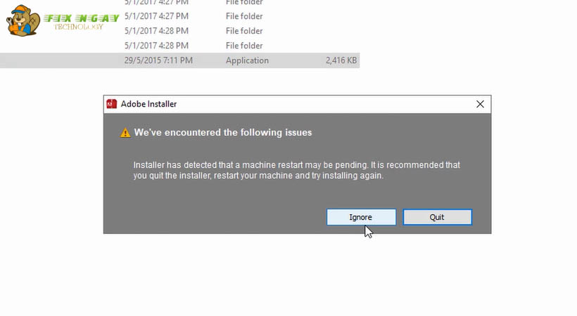 Nhấn ignore để tiếp tục tải indesign 2015