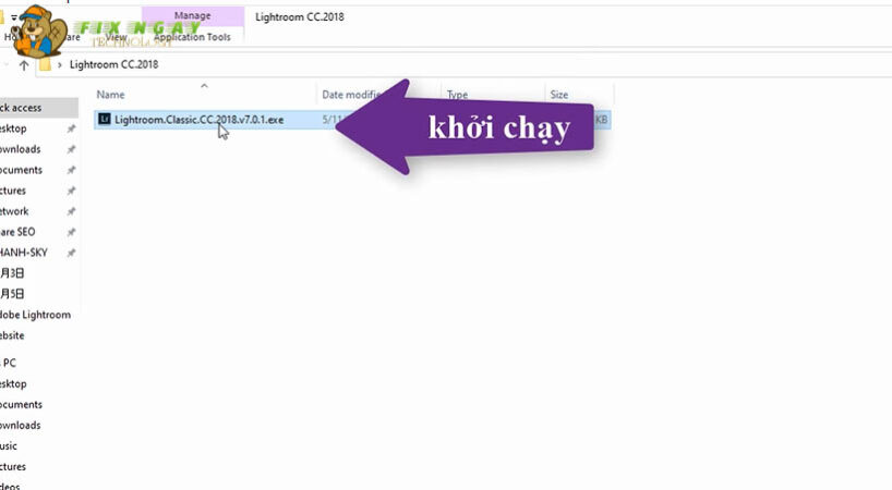 Khởi chạy phần mềm lightroom classic.cc.2018.