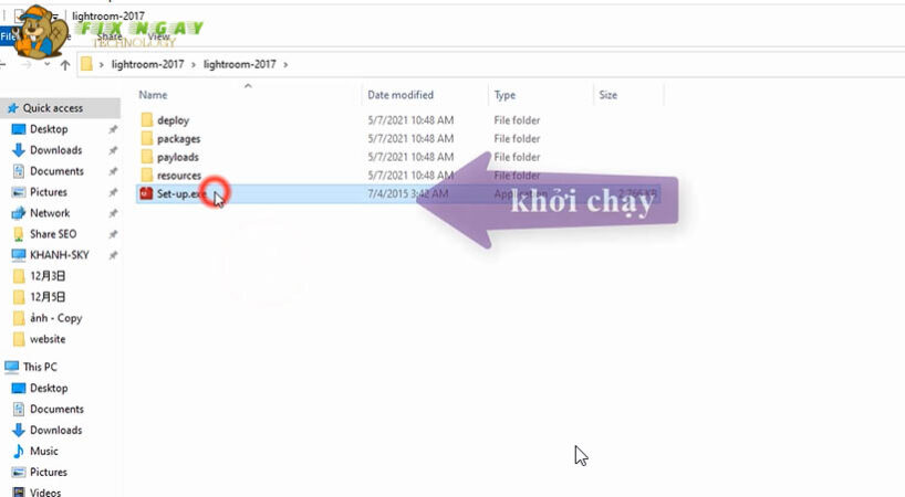 Khởi chạy Setup.exe.