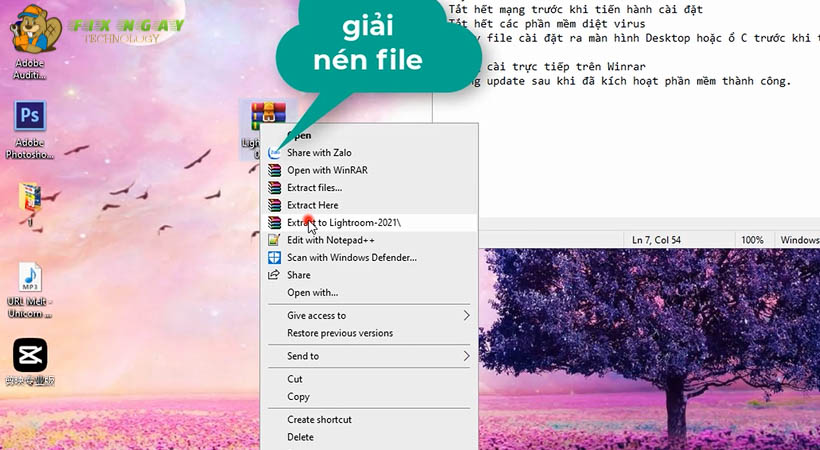 Ban đầu giải file nén lightroom 2021.