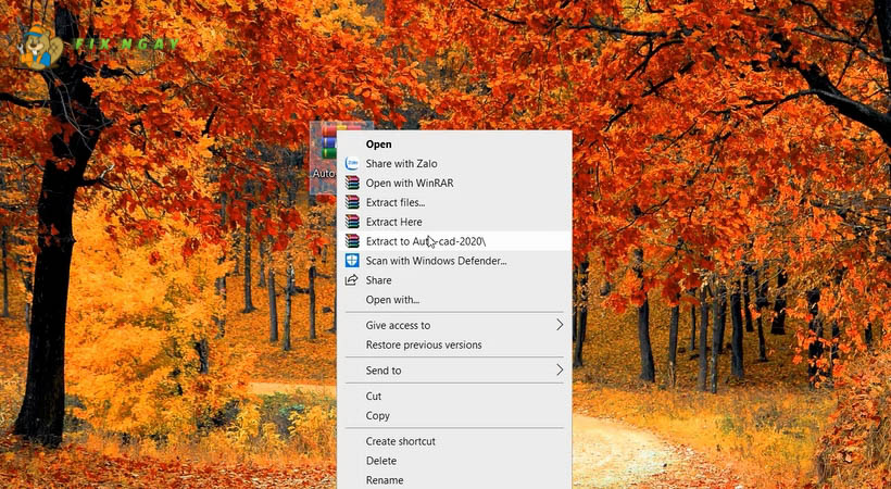 Giải nén File Autocad 2021