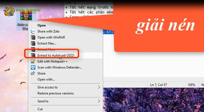 Giải nén file Autocad 2022