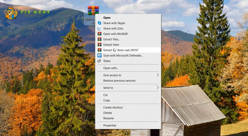 Giải nén File Autocad 2015