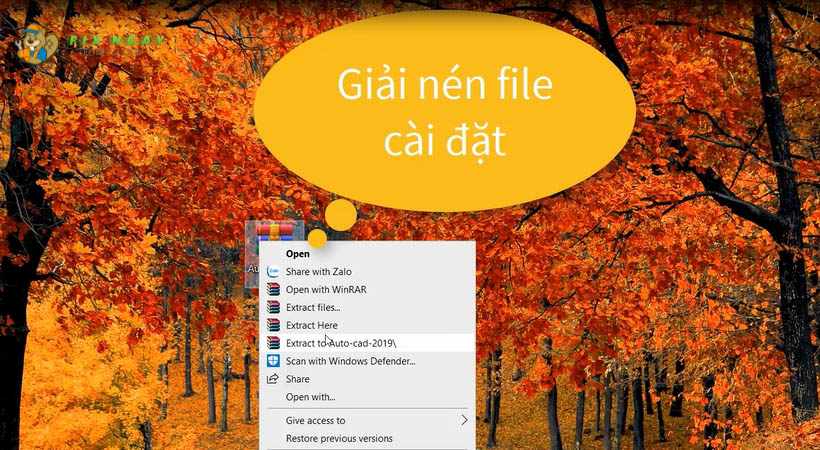 Giải nén file Download Autocad 2019