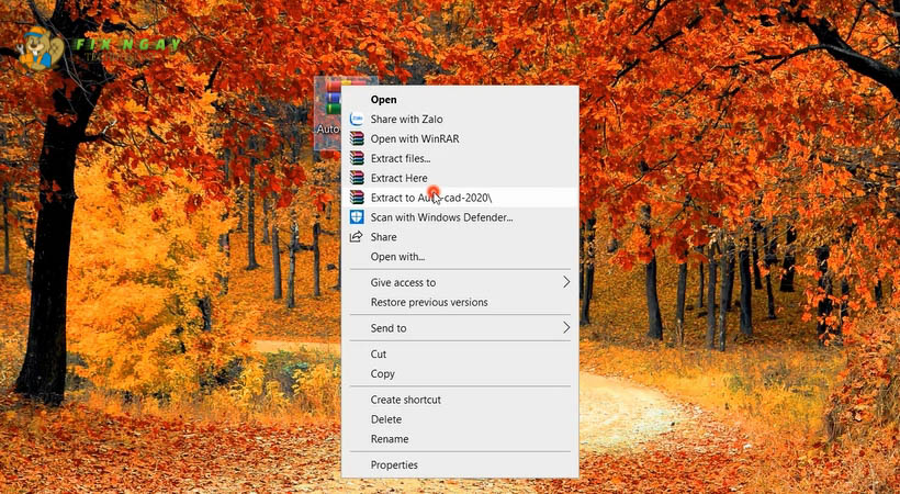 Giải nén File Tải Autocad 2020
