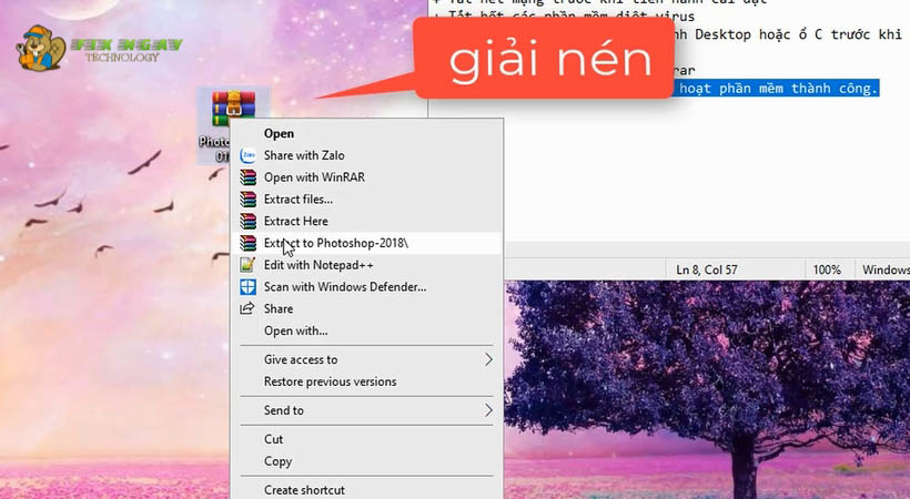 Giải nén Photoshop 2018