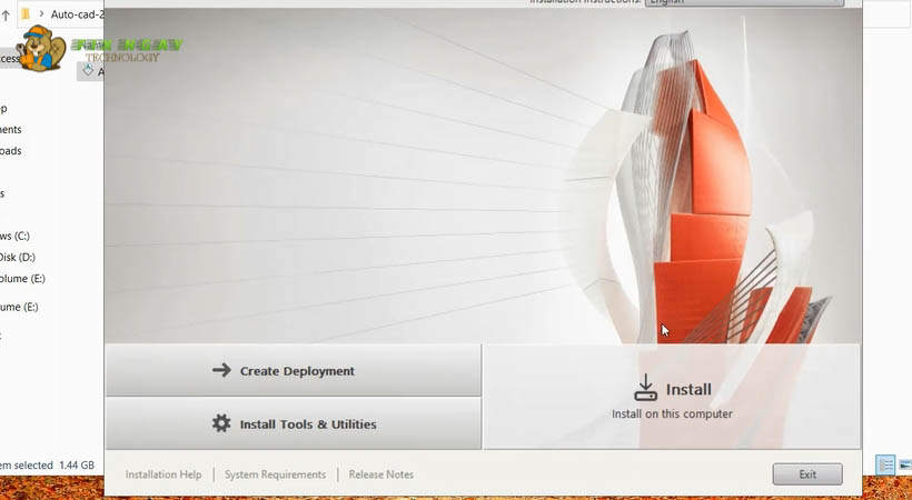 Nhấn chọn Install Tải Autocad 2020