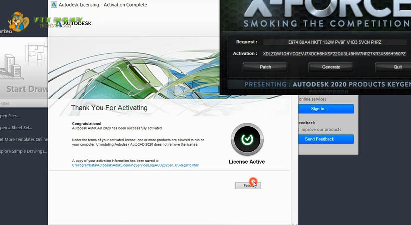 Chọn Finish Tải Autocad 2020