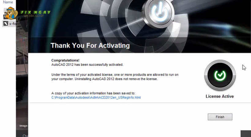 Chọn Finish Autocad 2012