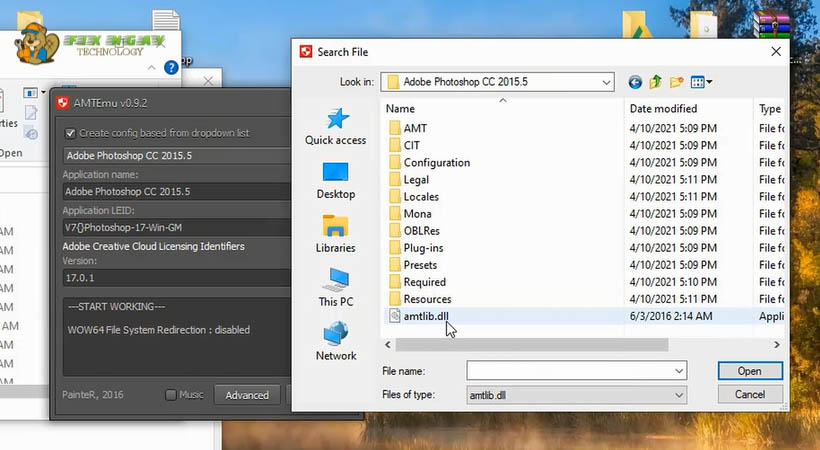  Mở thư mục amtlib.dll hoàn tất cài Photoshop 2015